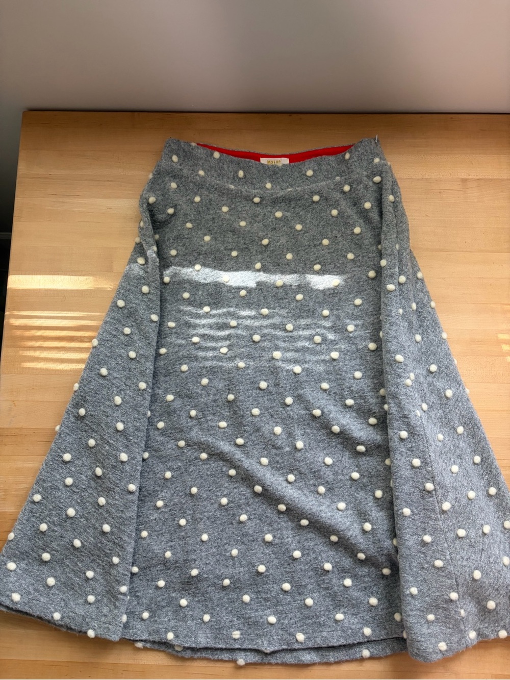 Anthropologie Gray Polka Pom-Pom Circle Skirt